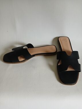 a new day Black Open-Toe Slide Sandals Sz11M